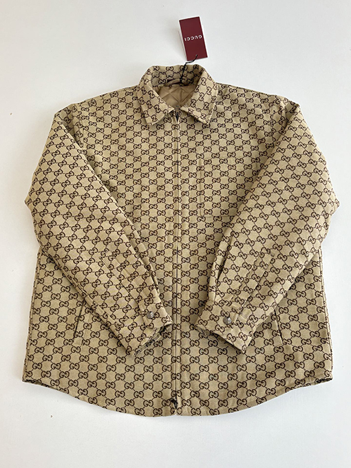 グッチ 全面ジャカードダブルGキャンバスジッパー付きパッド入りジャケット