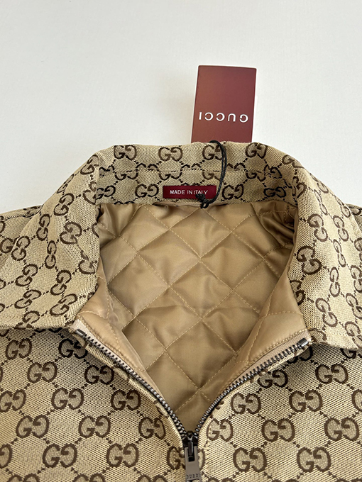 グッチ 全面ジャカードダブルGキャンバスジッパー付きパッド入りジャケット