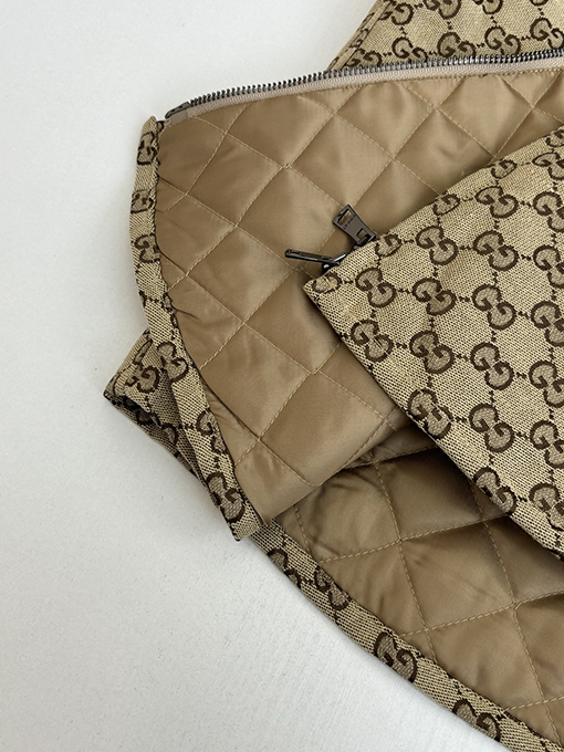 グッチ 全面ジャカードダブルGキャンバスジッパー付きパッド入りジャケット