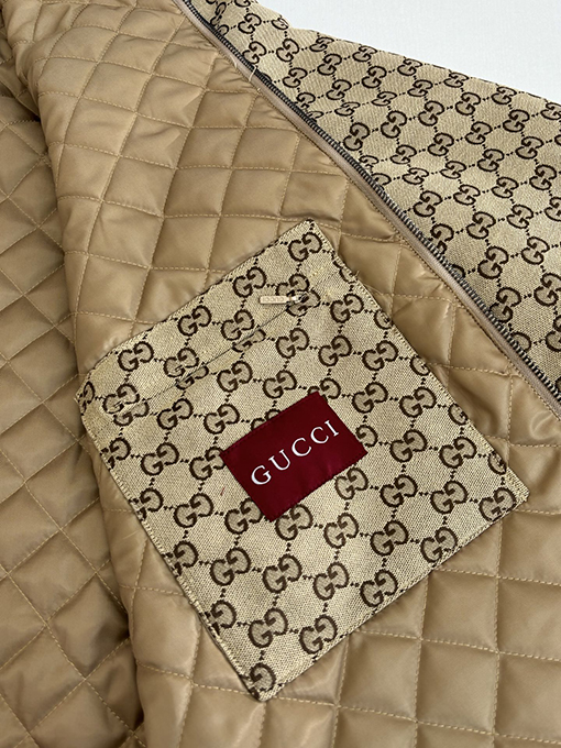 グッチ 全面ジャカードダブルGキャンバスジッパー付きパッド入りジャケット
