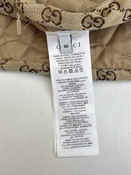 グッチ 全面ジャカードダブルGキャンバスジッパー付きパッド入りジャケット