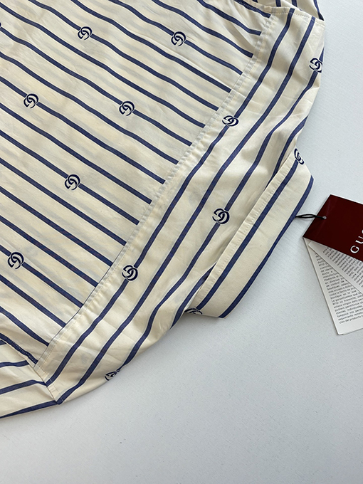 グッチコピー として位置づけダブルGジャカードストライプの襟付き長袖シャツ