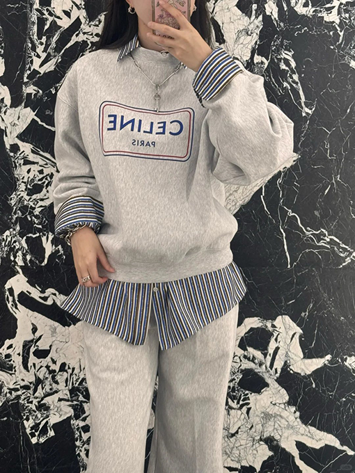 セリーヌ CELINE PARIS レタープリントクルーネックスウェットシャツ