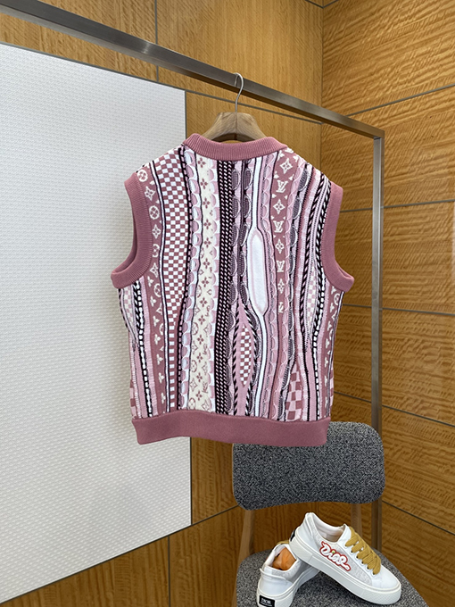 ルイヴィトン パッチワークジャカードニットベストカーディガン