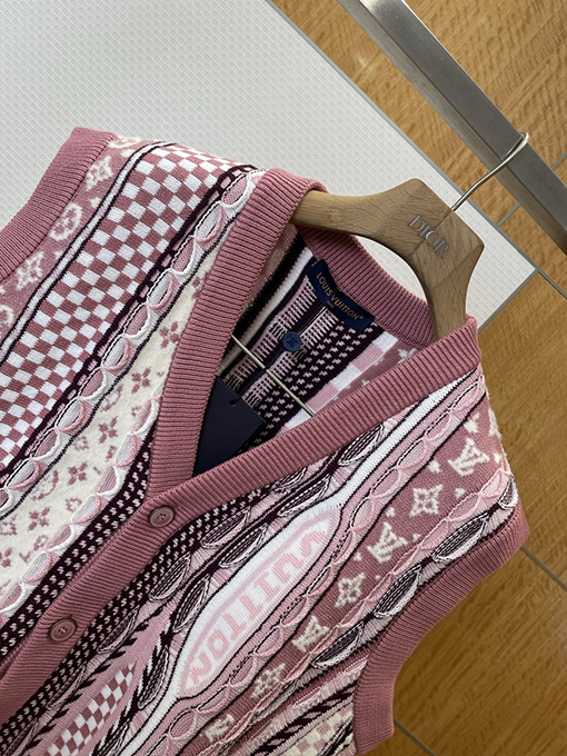 ルイヴィトン パッチワークジャカードニットベストカーディガン