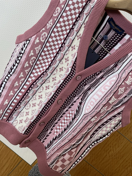 ルイヴィトン パッチワークジャカードニットベストカーディガン