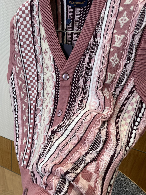 ルイヴィトン パッチワークジャカードニットベストカーディガン