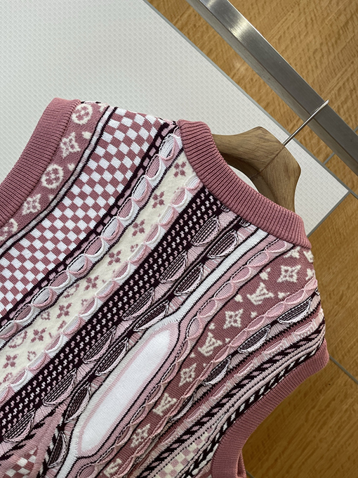 ルイヴィトン パッチワークジャカードニットベストカーディガン