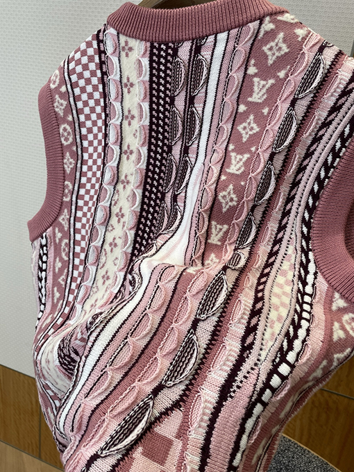 ルイヴィトン パッチワークジャカードニットベストカーディガン