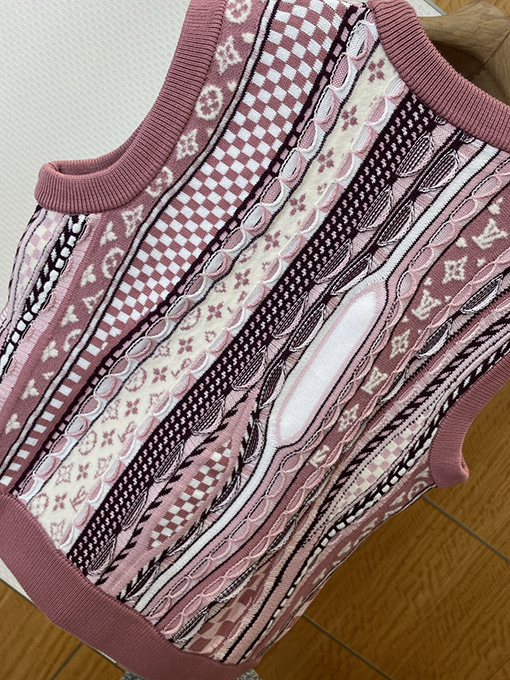 ルイヴィトン パッチワークジャカードニットベストカーディガン