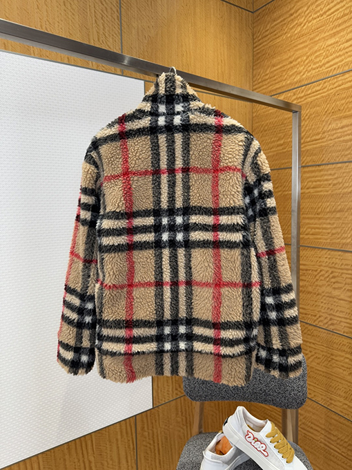 バーバリーコピー チェック柄シアリングコート