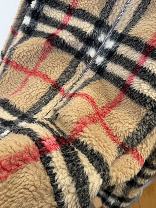 バーバリーコピー チェック柄シアリングコート