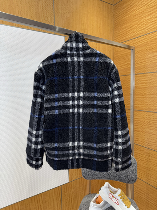 バーバリーコピー チェック柄シアリングコート