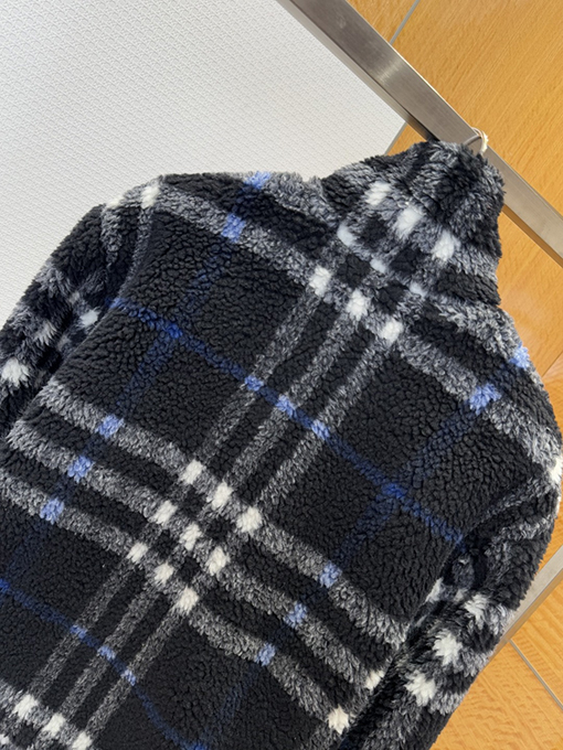 バーバリーコピー チェック柄シアリングコート