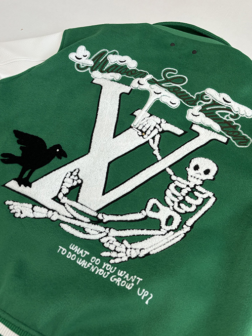 ルイヴィトンコピー オズの魔法い スカル パッチワーク ベースボール ジャケット