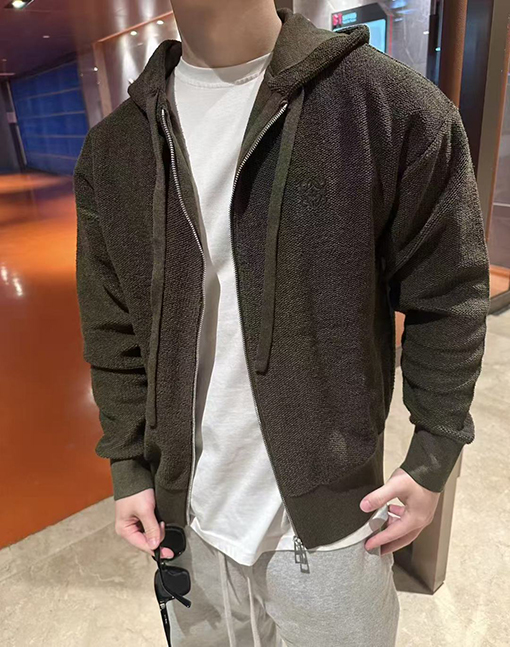 ロエベ 刺繍入りフード付きジップアップカーディガン