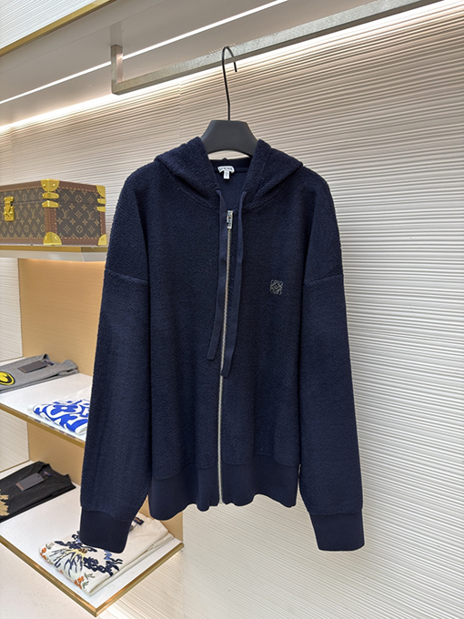 ロエベ 刺繍入りフード付きジップアップカーディガン