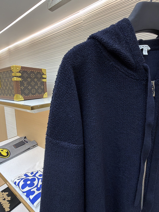 ロエベ 刺繍入りフード付きジップアップカーディガン