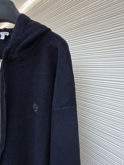 ロエベ 刺繍入りフード付きジップアップカーディガン