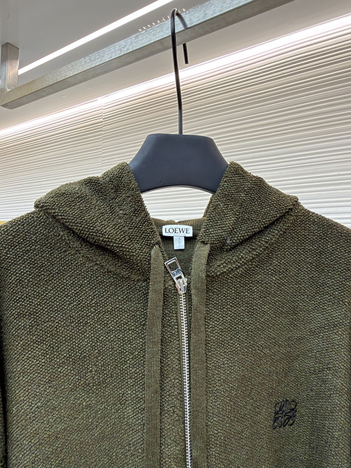 ロエベ 刺繍入りフード付きジップアップカーディガン