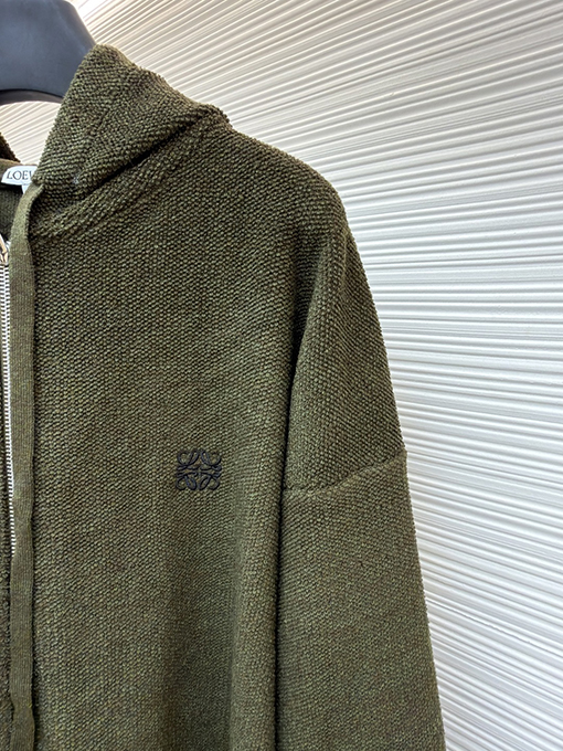 ロエベ 刺繍入りフード付きジップアップカーディガン