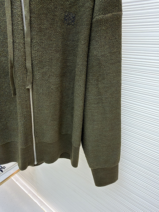 ロエベ 刺繍入りフード付きジップアップカーディガン