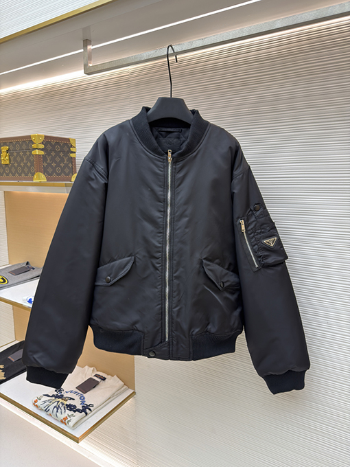 プラダ bomber 袖バッジフライトジャケットコットンコート
