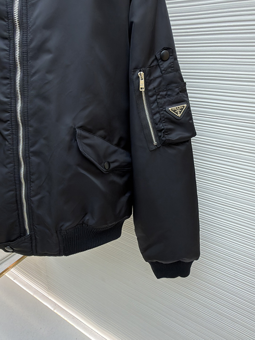プラダ bomber 袖バッジフライトジャケットコットンコート
