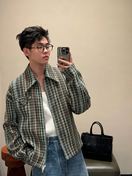 ボッテガヴェネタ 襟付き長袖ジップアップジャケット