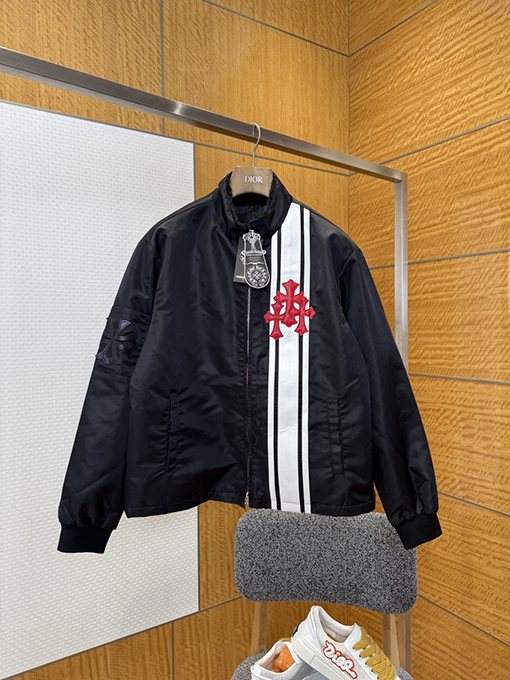 クロムハーツコピー 刺繍パッチワークレザージャケット