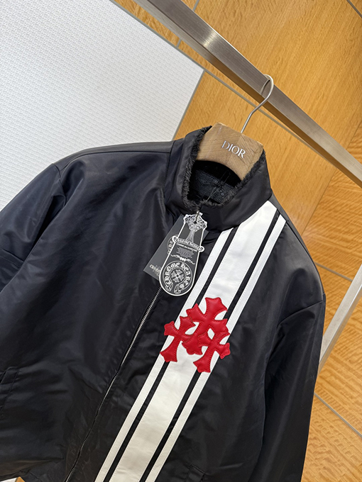 クロムハーツコピー 刺繍パッチワークレザージャケット