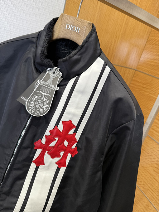 クロムハーツコピー 刺繍パッチワークレザージャケット