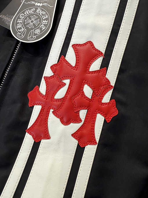 クロムハーツコピー 刺繍パッチワークレザージャケット