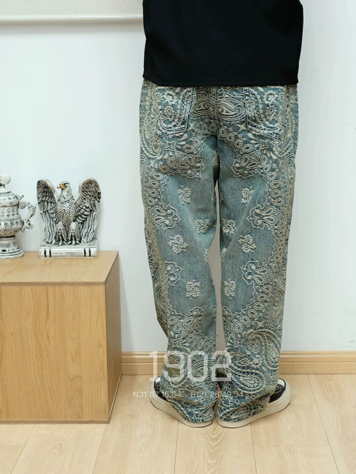 シュプリーム SUPREME BANDANA JACQUARD BAGGY JEAN ペイズリージャカードストレートレッグジーンズ