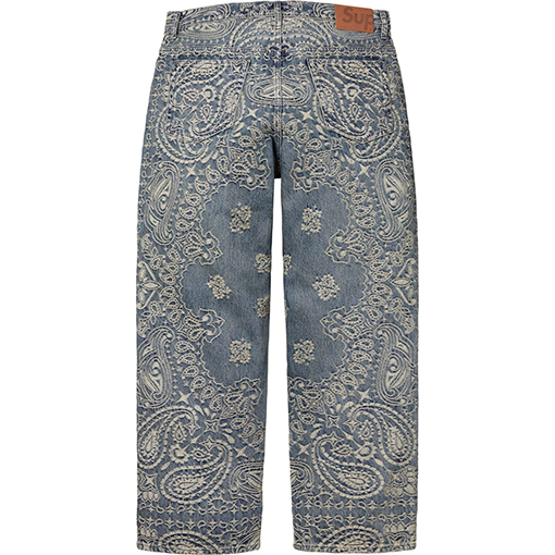 シュプリーム SUPREME BANDANA JACQUARD BAGGY JEAN ペイズリージャカードストレートレッグジーンズ