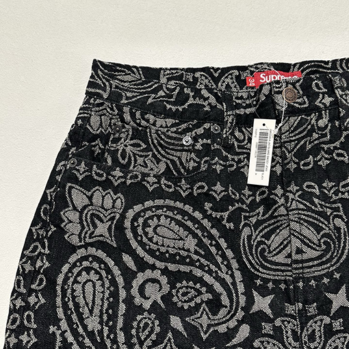 シュプリーム SUPREME BANDANA JACQUARD BAGGY JEAN ペイズリージャカードストレートレッグジーンズ