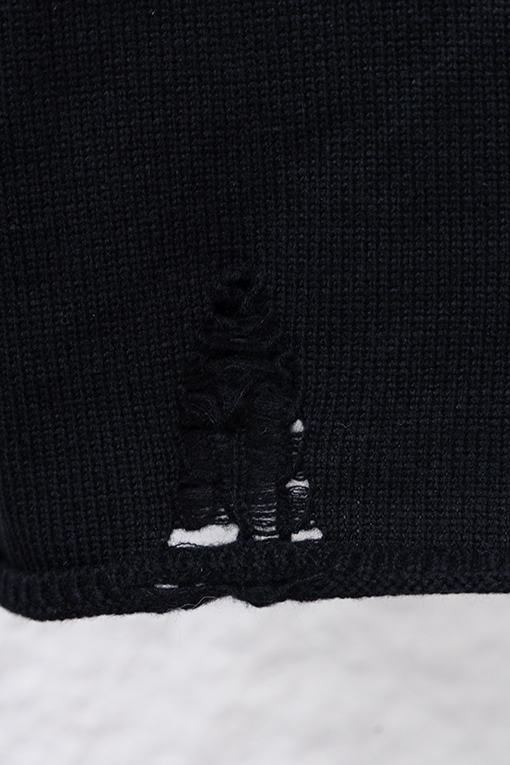 クロムハーツ 刺繍入りラウンドサンスクリットクロスのダメージニットクルーネックセーター