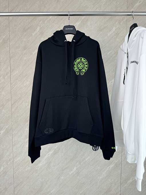 クロムハーツスーパーコピー 蛍光グリーンのサンスクリットプリントパーカー