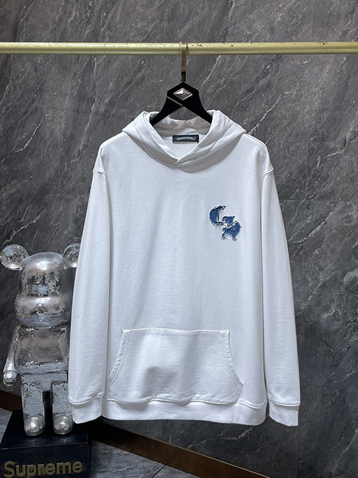 クロムハーツ クラシックな馬蹄形のカラーブロックアップリケ刺繍パーカー