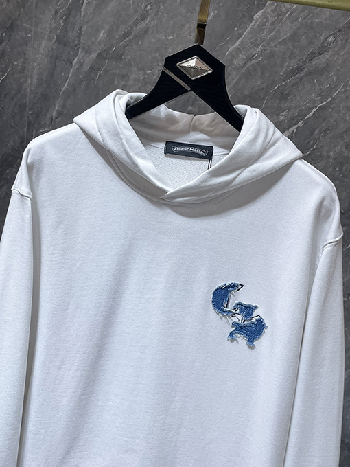 クロムハーツ クラシックな馬蹄形のカラーブロックアップリケ刺繍パーカー