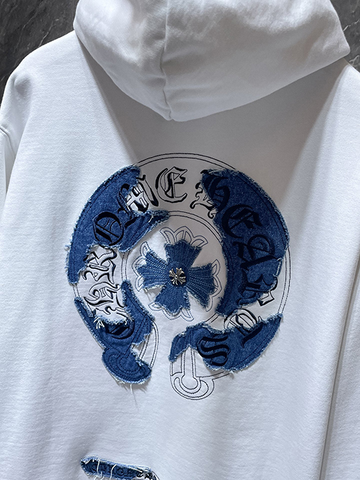 クロムハーツ クラシックな馬蹄形のカラーブロックアップリケ刺繍パーカー