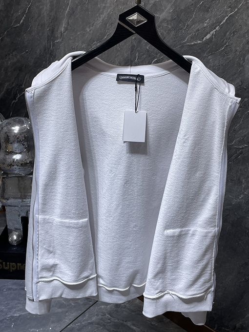 クロムハーツコピー ラインストーンクロスハンドメイドスタッズジッパーパーカー