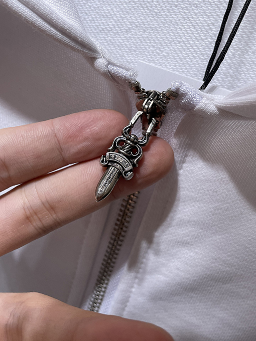 クロムハーツコピー ラインストーンクロスハンドメイドスタッズジッパーパーカー