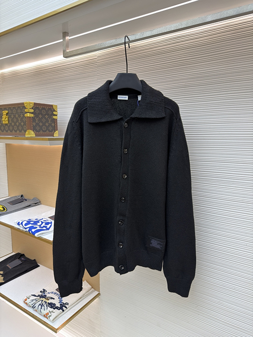 バーバリー 襟付きリブニットカシミヤセーター