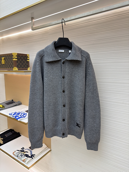 バーバリー 襟付きリブニットカシミヤセーター