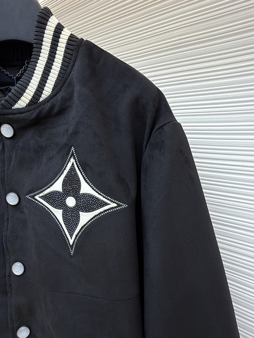 ルイヴィトン ラインストーンスエードラムスキンジャケット