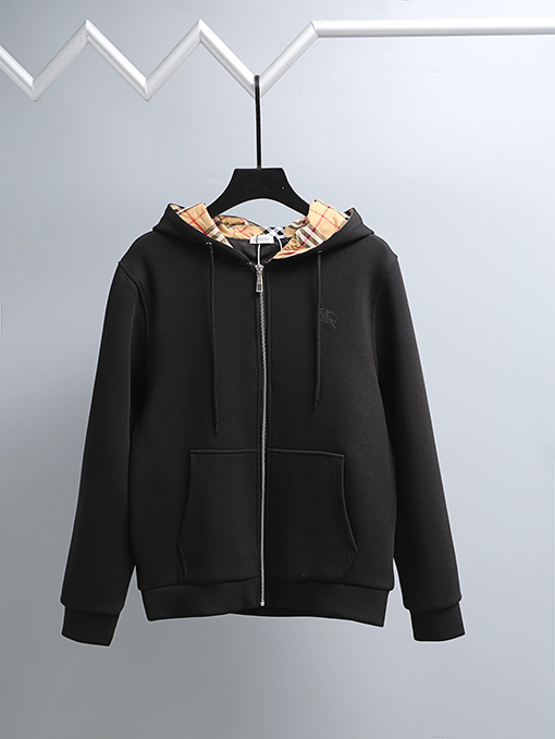 バーバリー 刺繍ロゴ入りジップアップフードジャケット