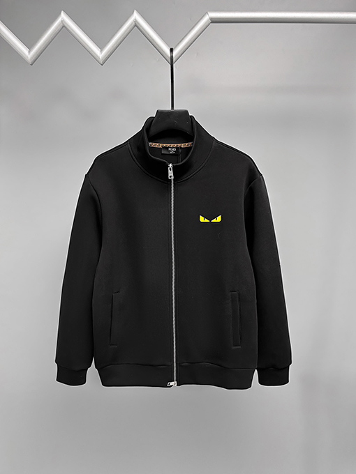 フェンディコピー ダブルFFロゴ刺繍のジップアップジャケット