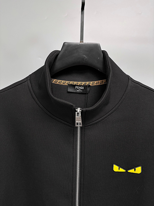 フェンディコピー ダブルFFロゴ刺繍のジップアップジャケット