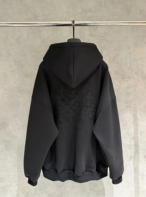 クロムハーツ 新作のフリース裏地付きジップアップスウェットシャツジャケット